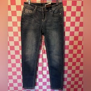 Earl Jeans Blue Skinny Jeans with Faded Whiskering